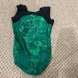 Emerald green gymnastics leotard